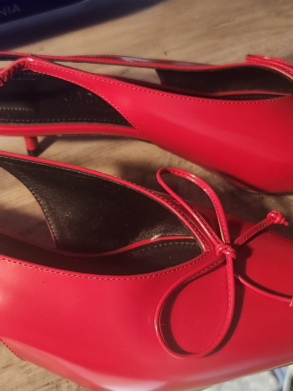 Red Women’s Slingback Heels with Bow Accent